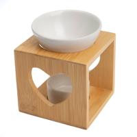 Luxe Aromabrander Bamboe Hart - Wit - thumbnail