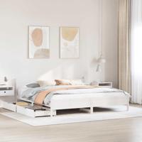 Bedframe zonder matras massief grenenhout wit 180x200 cm - thumbnail