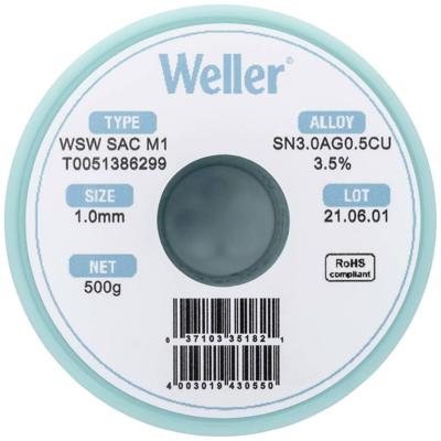 Weller WSW SAC M1 Soldeertin, loodvrij Spoel Sn3,0Ag0,5Cu 500 g 1 mm Weller WSW SAC M1 Soldeertin, loodvrij Spoel Sn3,0Ag0,5Cu 500 g 1 mm