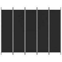 Kamerscherm met 5 panelen 250x200 cm stof zwart - thumbnail