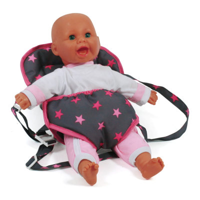 Poppen Draagzak - Antraciet Stars Pink