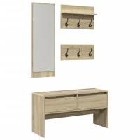 4-delige Garderobe set bewerkt hout sonoma eikenkleurig - thumbnail