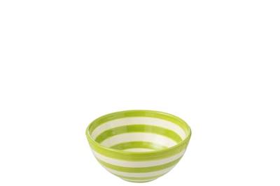 J-Line Bowl Granada Stripes High Ceramic White|Green Small