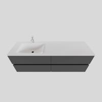 Badkamermeubel Solid Surface BWS Oslo 200x46 cm Mat Antraciet Wasbak Links (1 kraangat, 4 lades) - thumbnail