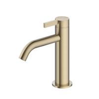 Wastafelmengkraan Hotbath Ace 1-Hendel Gebogen 15.5 cm Geborsteld Messing PVD - thumbnail