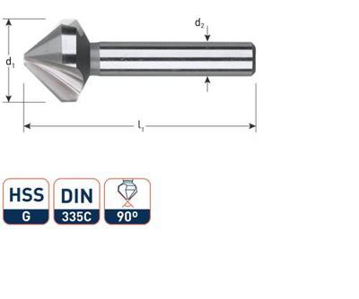 Rotec Verzinkfrees 90gr. 3-snijder 12.4mm