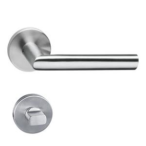 Intersteel deurkruk met wc-rozet geveerd - Hoek 90° - RVS geborsteld