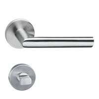 Intersteel deurkruk met wc-rozet geveerd - Hoek 90° - RVS geborsteld - thumbnail