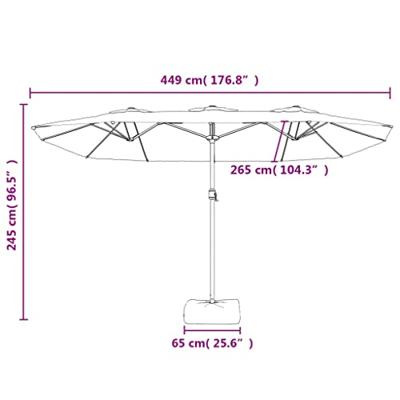 Parasol dubbel dak met LED 449x245 cm azuurblauw