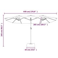 Parasol dubbel dak met LED 449x245 cm azuurblauw - thumbnail