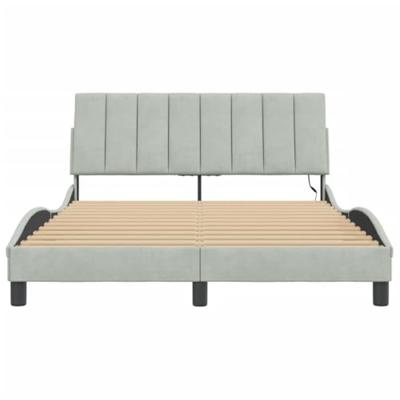 Bedframe met LED zonder matras "Hanko" fluweel lichtgrijs 140x190 cm