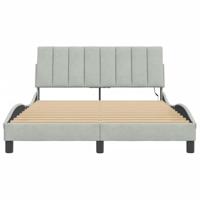Bedframe met LED zonder matras "Hanko" fluweel lichtgrijs 140x190 cm - thumbnail