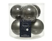 Kerstbal glas d8 cm warm grijs ass 6st Decoris - Decoris - thumbnail