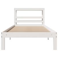 Bedframe met hoofdbord massief grenenhout wit 75x190 cm - thumbnail