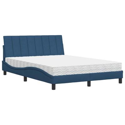 Bed met matras "Hanko" stof blauw 120x200 cm