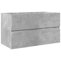 3-delige Badkamermeubelset bewerkt hout betongrijs - thumbnail