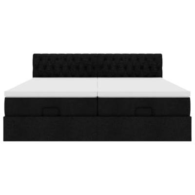 Ottoman bed met matrassen 200x200cm stof zwart