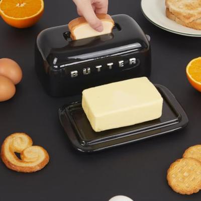 Butter tray Toasty black with lid ceramic Butter tray Toasty black with lid ceramic