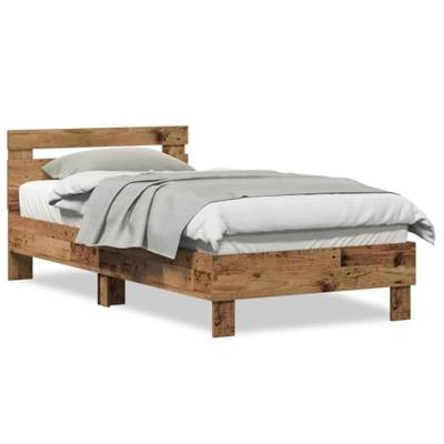 Bedframe met hoofdeinde Oud hout 90 x 190 cm Bewerkt hout