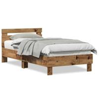 Bedframe met hoofdeinde Oud hout 90 x 190 cm Bewerkt hout - thumbnail