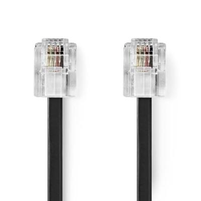 Nedis Telecomkabel | RJ11 Male | RJ11 Male | 10.0 m | Kabel design: Plat | Connectorplating: Goud Verguld | Kabeltype: RJ11 | Zwart | Label - Nedis Telecomkabel | RJ11 Male | RJ11 Male | 10.0 m | Kabel design: Plat | Connectorplating: Goud Verguld | Kabeltype: RJ11 | Zwart | Label -