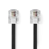 Nedis Telecomkabel | RJ11 Male | RJ11 Male | 10.0 m | Kabel design: Plat | Connectorplating: Goud Verguld | Kabeltype: RJ11 | Zwart | Label - - thumbnail
