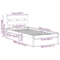 Bedframe met hoofdeinde Wit 75 x 190 cm Massief grenenhout - thumbnail