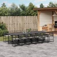 13-delige Tuinset met kussens poly rattan zwart - thumbnail