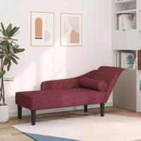 Chaise longue met kussens stof wijnrood - thumbnail