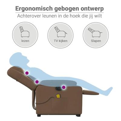 Sta-op-massagestoel elektrisch verstelbaar stof bruin - thumbnail