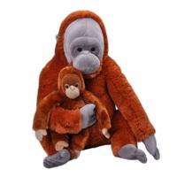 Wild Republic knuffel Orang oetan junior 76 cm pluche oranje 2 delig - thumbnail