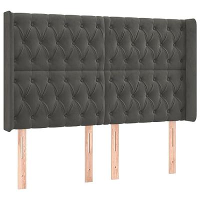 Hoofdbord LED 147x16x118/128 cm fluweel donkergrijs