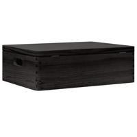 VidaXL Houten kist met deksel&handvatten 40x30x13cm grenenhout zwart - thumbnail