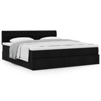 Ottoman bed met matras 160x200cm stof zwart - thumbnail