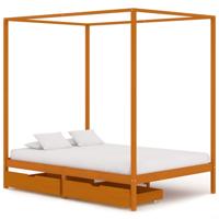 vidaXL Hemelbedframe met 2 lades massief grenenhout 120x200 cm - thumbnail