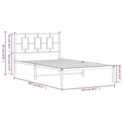 Bedframe met hoofdbord metaal wit 107x203 cm