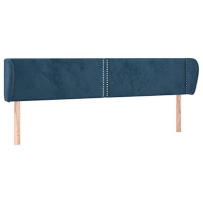 Hoofdbord met randen 163x23x78/88 cm fluweel donkerblauw