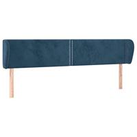 Hoofdbord met randen 163x23x78/88 cm fluweel donkerblauw - thumbnail