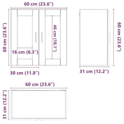 Keukenbovenkast met glazen deur Porto grijs sonoma eiken