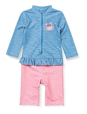 Playshoes zwempak lange mouw Krab Blauw Roze-62-68