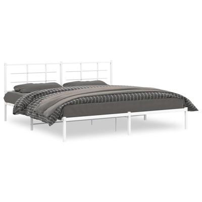 Bedframe met hoofdbord metaal wit 193x203 cm Bedframe met hoofdbord metaal wit 193x203 cm