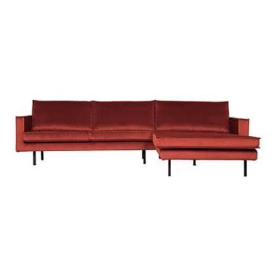 WOOOD Rodeo bank chaise longue rechts velvet Kastanjebruin