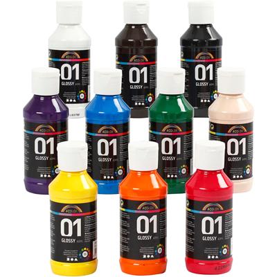 Creativ Company Acrylverf glossy, diverse kleuren, 10x100 ml/ 1 doos