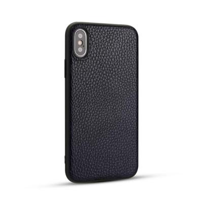 Voor iPhone X Litchi PU lederen anti-Falling TPU beschermhoes (Deep Blue)