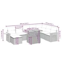 9-delige Loungeset met kussens poly rattan beige - thumbnail