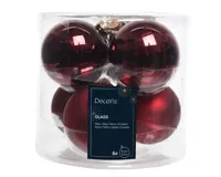 Decoris kerstballen Glas 6st Ossenbloed 8cm - thumbnail