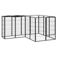 Hondenkennel 14 panelen 50 x 100 cm gepoedercoat staal zwart - thumbnail