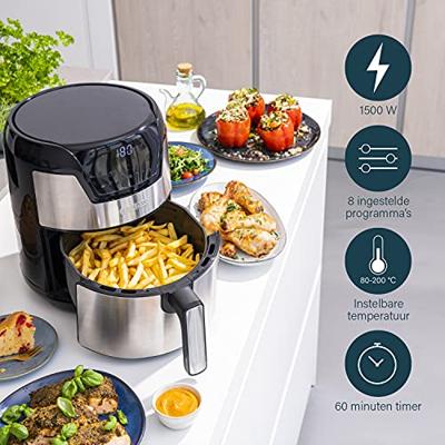 Princess 01.182026.01.001 Airfryer 4.5 l 1500 W Oververhittingsbeveiliging, Timerfunctie, Met display Zwart/zilver - thumbnail