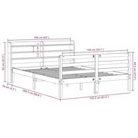 Bedframe met hoofdbord massief grenenhout wit 150x200 cm - thumbnail