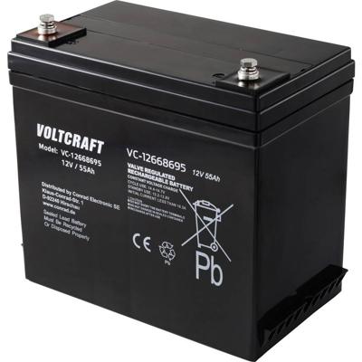 VOLTCRAFT VC-12668695 Loodaccu 12 V 55 Ah Loodvlies (AGM) (b x h x d) 239 x 205 x 132 mm Onderhoudsvrij, Geringe zelfontlading